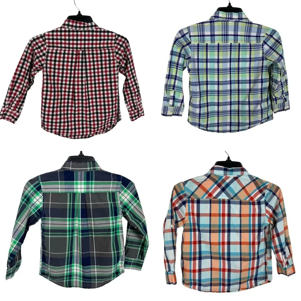 Set of 4 Gymboree Plaid Long Sleeve Button Down Shirts Boys Small